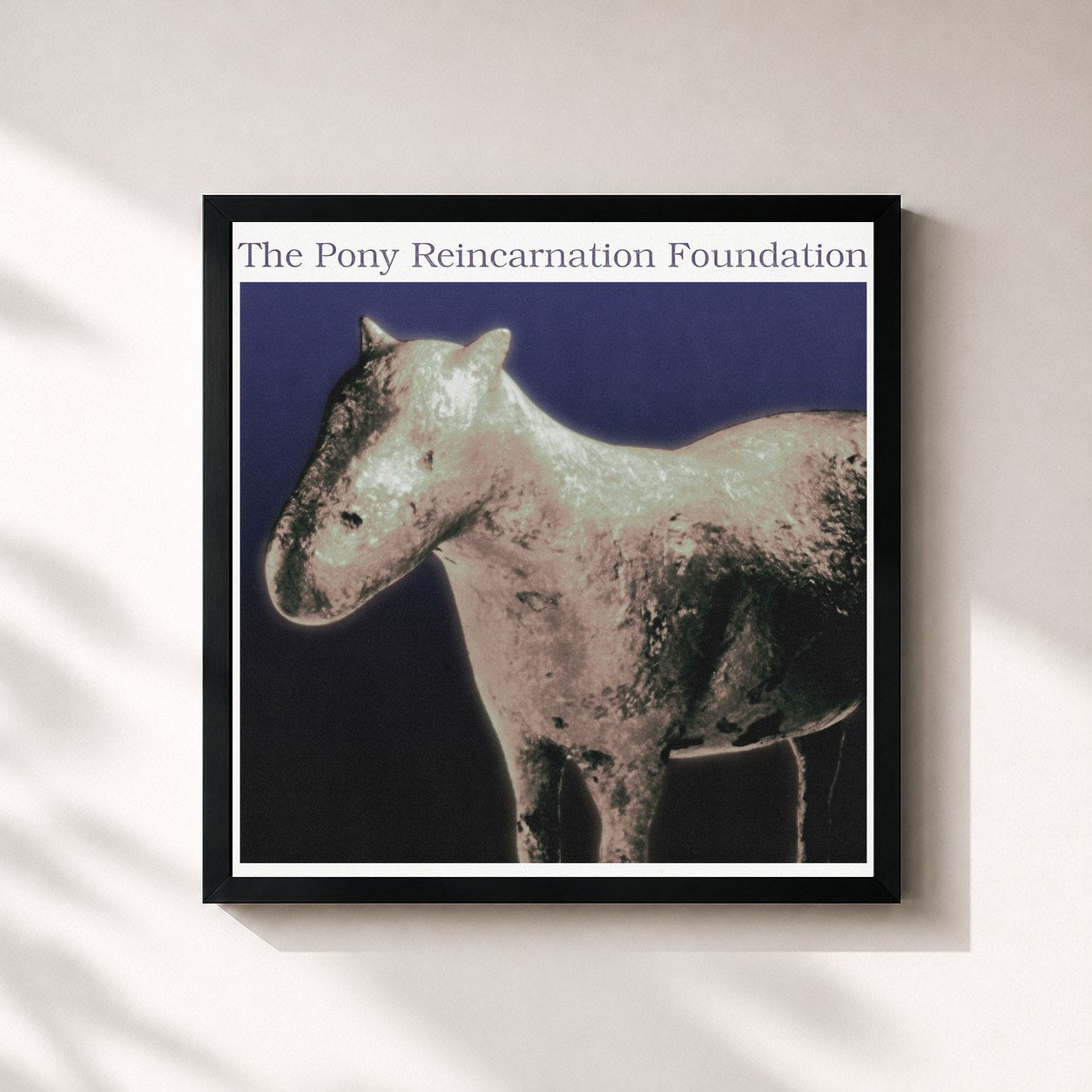 #noir Tableau carré de l'album The Pony Reincarnation Foundation de Lo-Fang, cadre noir 32x32 cm