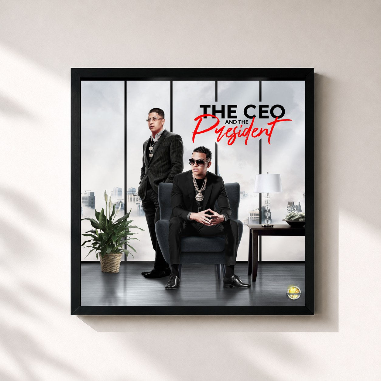 #noir Tableau carré de l'album The Ceo & The President de J Alvarez, cadre noir 32x32 cm