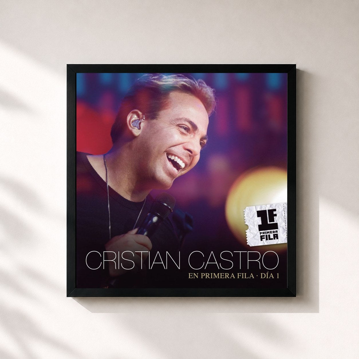 #noir Tableau carré de l'album Cristian Castro En Primera Fila - Día 1 de Cristian Castro, cadre noir 32x32 cm