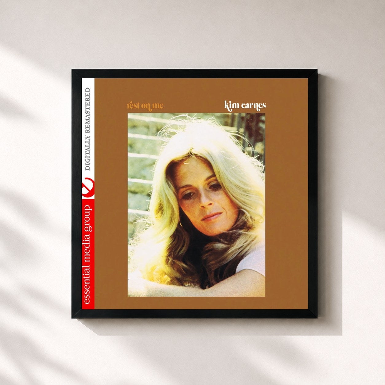 #noir Tableau carré de l'album Rest on Me (Remastered) de Kim Carnes, cadre noir 32x32 cm