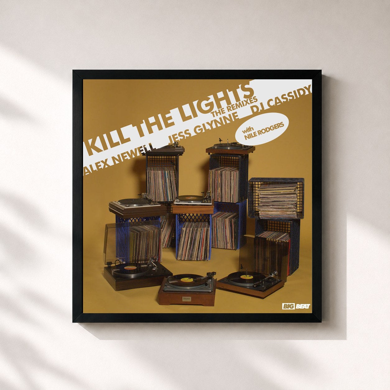 #noir Tableau carré de l'album Kill The Lights (with Nile Rodgers) (Remixes) de Alex Newell, cadre noir 32x32 cm