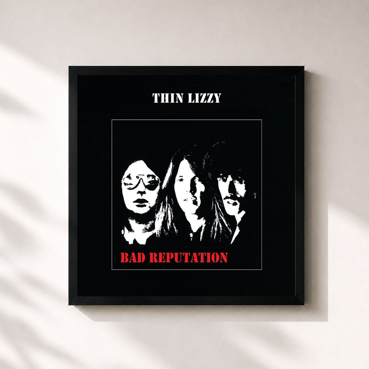 #noir Tableau carré de l'album Bad Reputation (Expanded Edition) de Thin Lizzy, cadre noir 32x32 cm