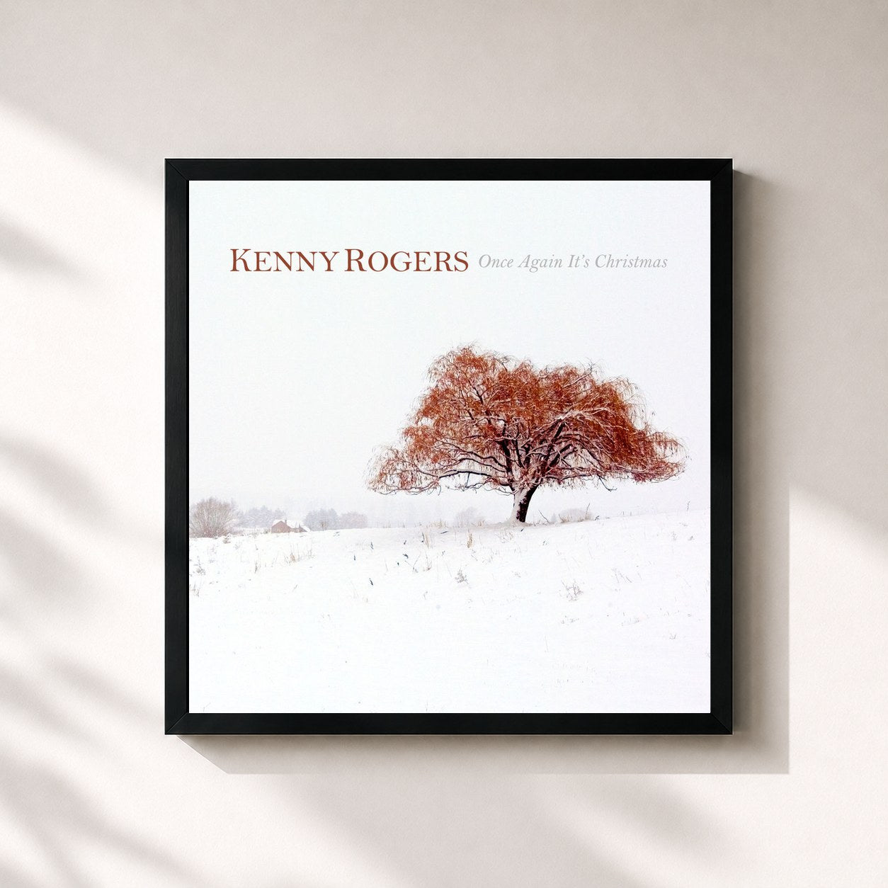 #noir Tableau carré de l'album Once Again It's Christmas de Kenny Rogers, cadre noir 32x32 cm