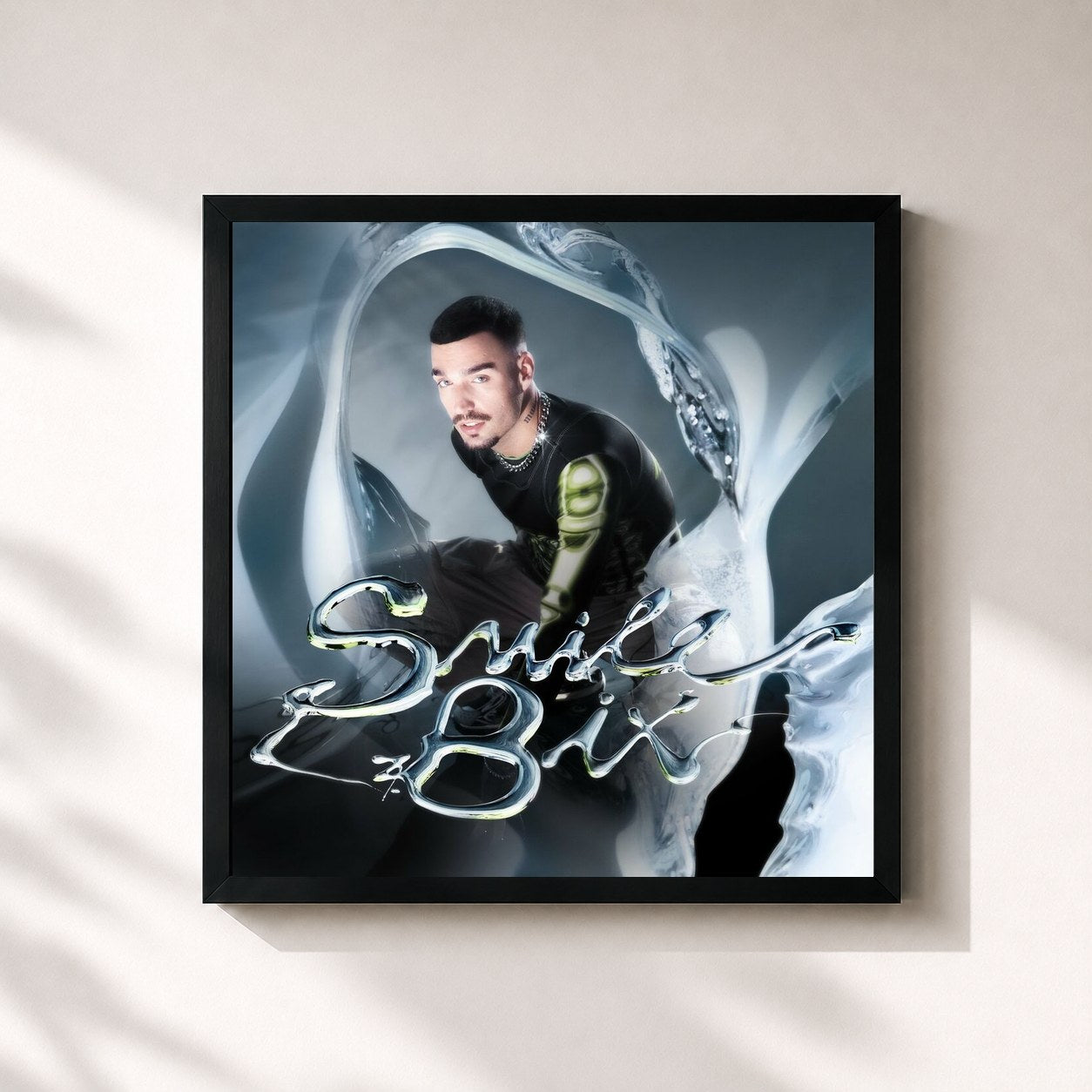#noir Tableau carré de l'album SMILE BIX :) de Rels B, cadre noir 32x32 cm
