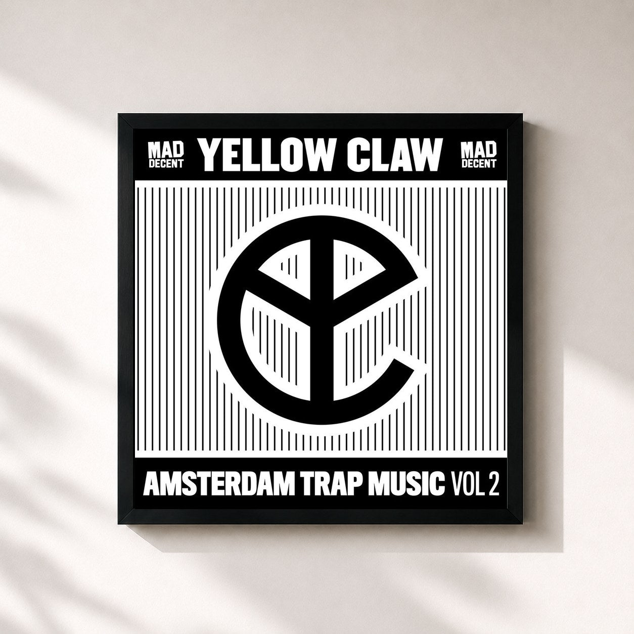 #noir Tableau carré de l'album Amsterdam Trap Music, Vol. 2 de Yellow Claw, cadre noir 32x32 cm