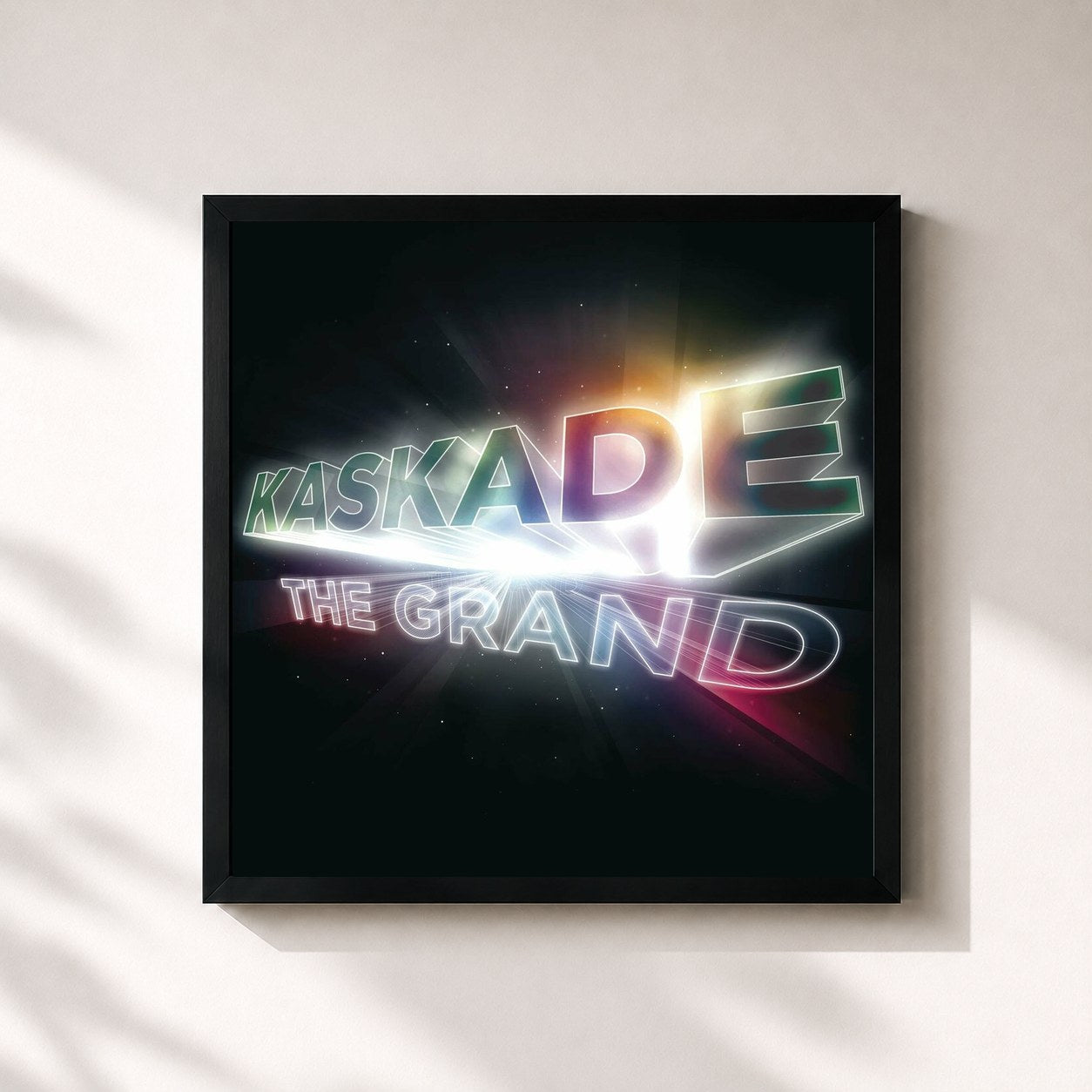 #noir Tableau carré de l'album The Grand de Kaskade, cadre noir 32x32 cm
