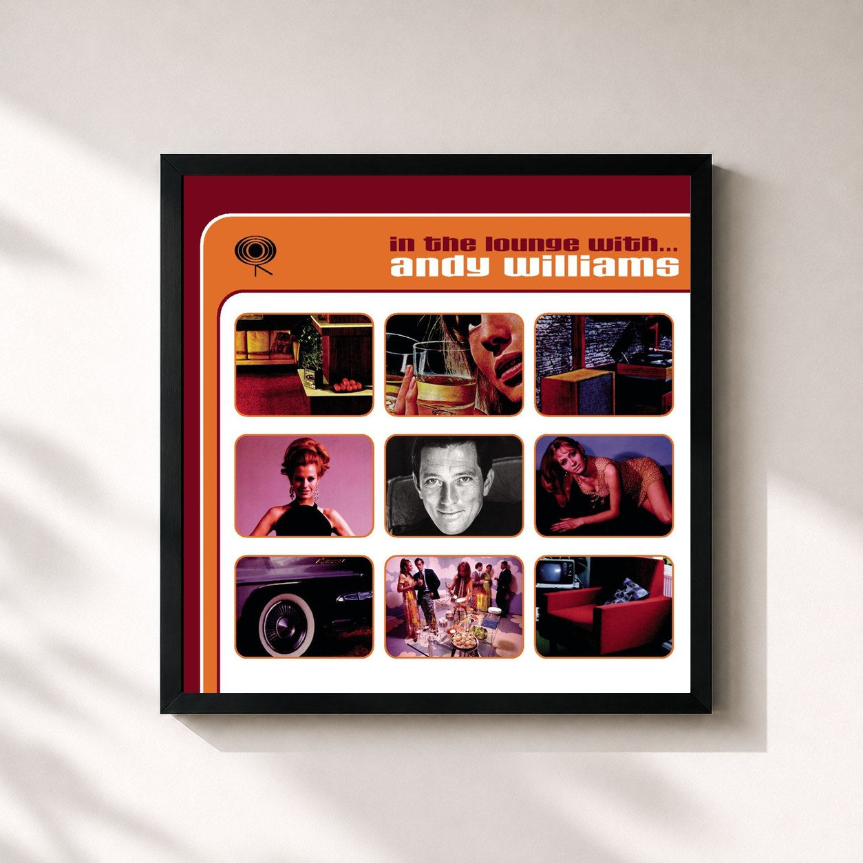 #noir Tableau carré de l'album In the Lounge With.. de Andy Williams, cadre noir 32x32 cm
