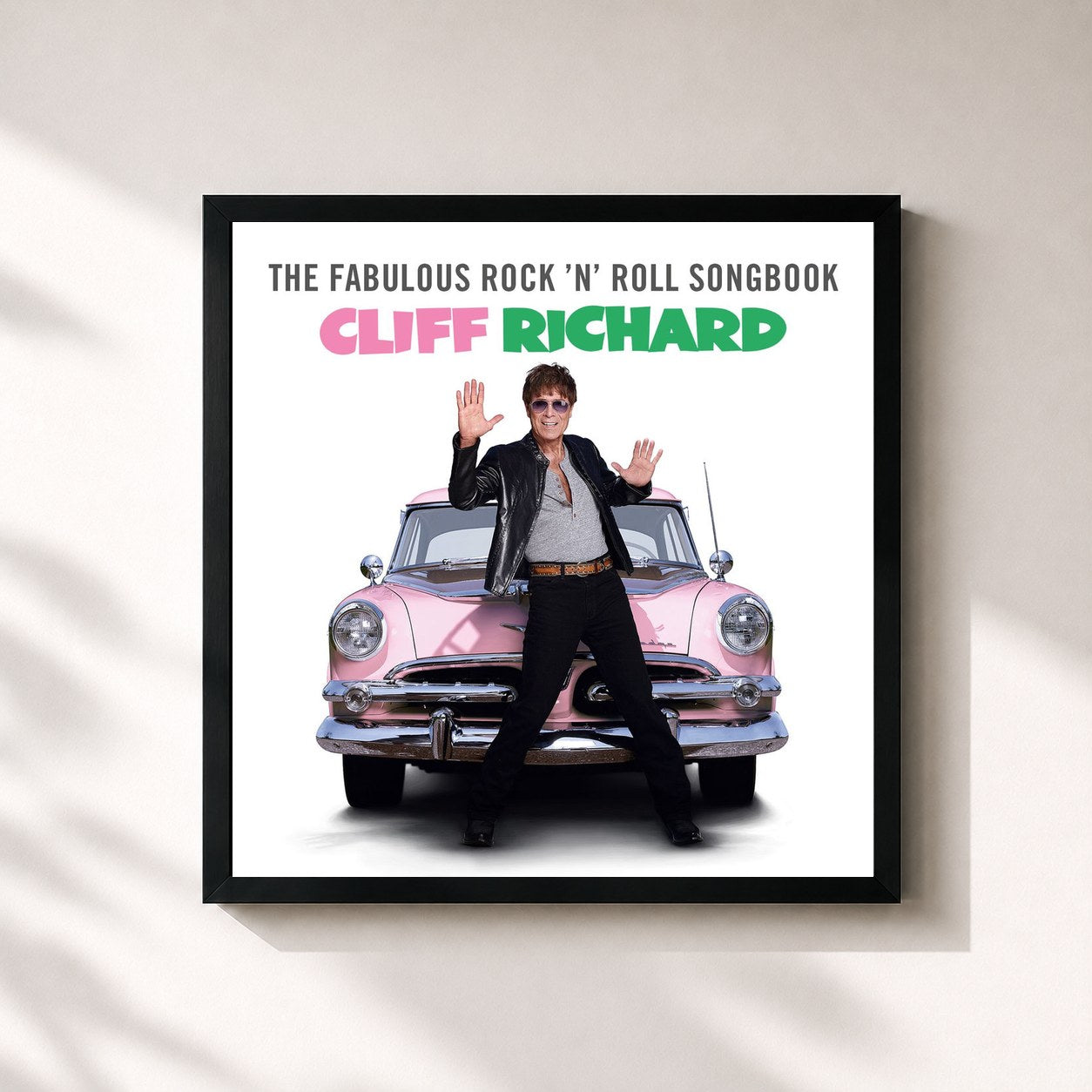 #noir Tableau carré de l'album The Fabulous Rock 'n' Roll Songbook de Cliff Richard, cadre noir 32x32 cm