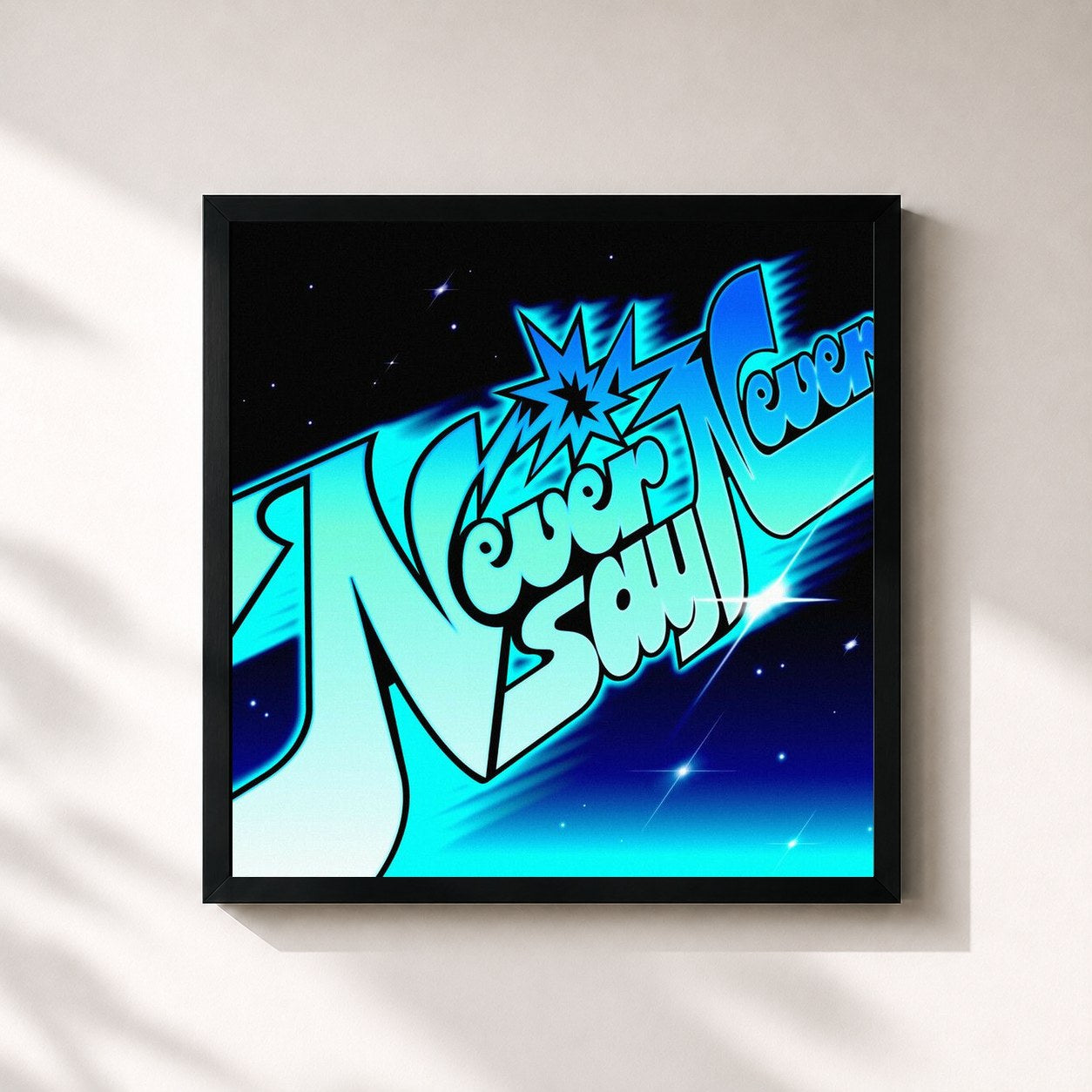 #noir Tableau carré de l'album NEVER SAY NEVER de ZEROBASEONE, cadre noir 32x32 cm