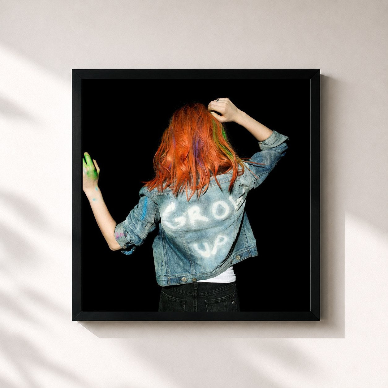 #noir Tableau carré de l'album Paramore de Paramore, cadre noir 32x32 cm