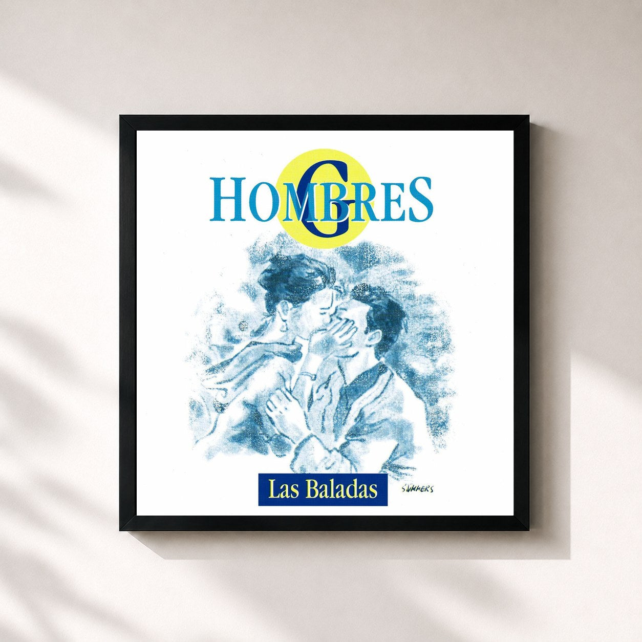#noir Tableau carré de l'album Las baladas (Los singles vol II) de Hombres G, cadre noir 32x32 cm