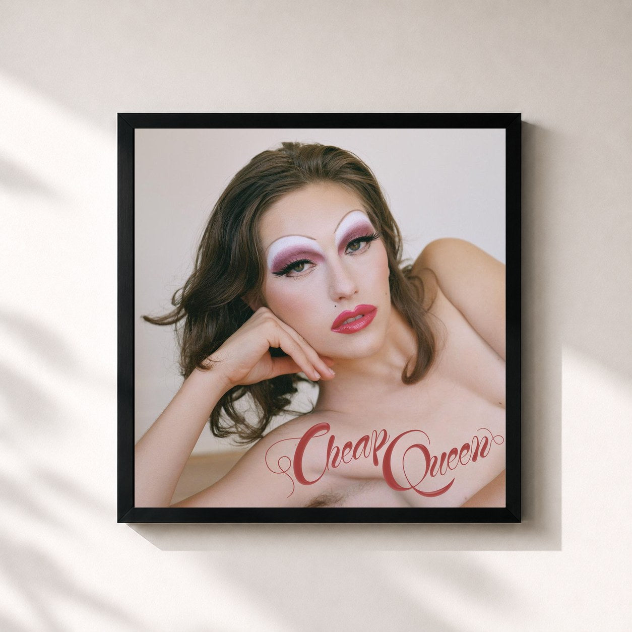 #noir Tableau carré de l'album Cheap Queen de King Princess, cadre noir 32x32 cm