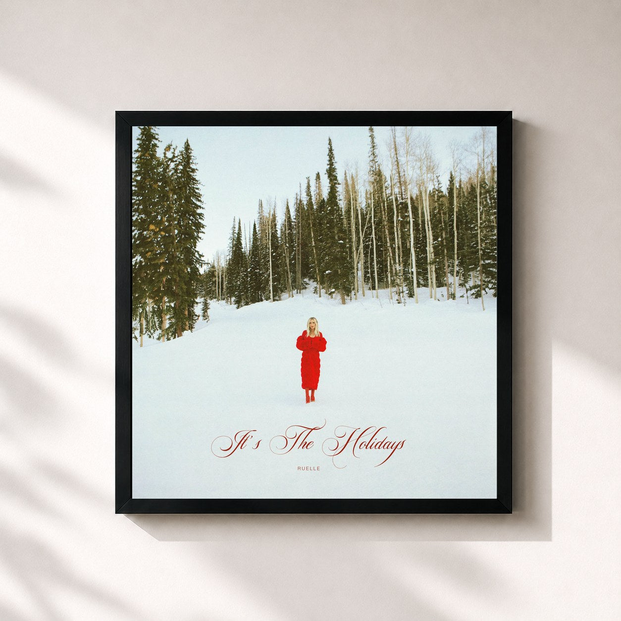 #noir Tableau carré de l'album It's The Holidays de Ruelle, cadre noir 32x32 cm