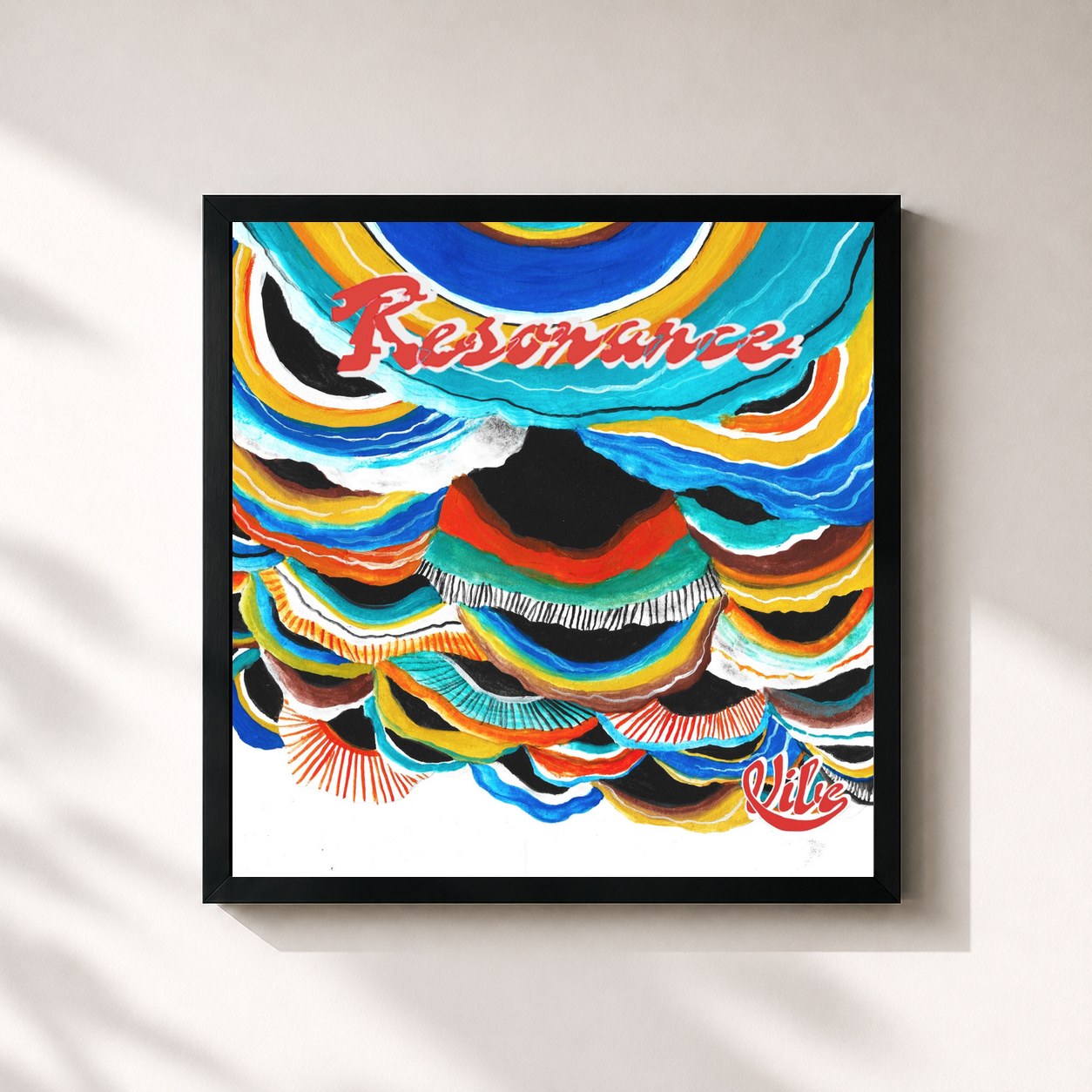 #noir Tableau carré de l'album Resonance de Vibe, cadre noir 32x32 cm