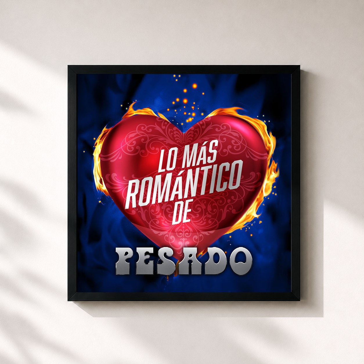 #noir Tableau carré de l'album Lo Más Romántico De de Pesado, cadre noir 32x32 cm