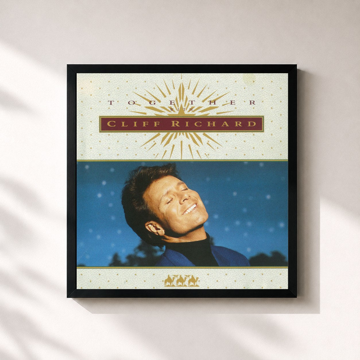 #noir Tableau carré de l'album Together With Cliff Richard de Cliff Richard, cadre noir 32x32 cm