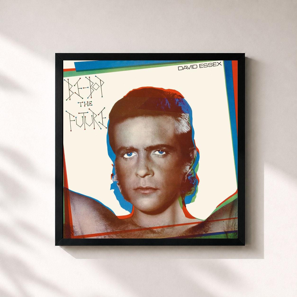 #noir Tableau carré de l'album Be-Bop The Future de David Essex, cadre noir 32x32 cm