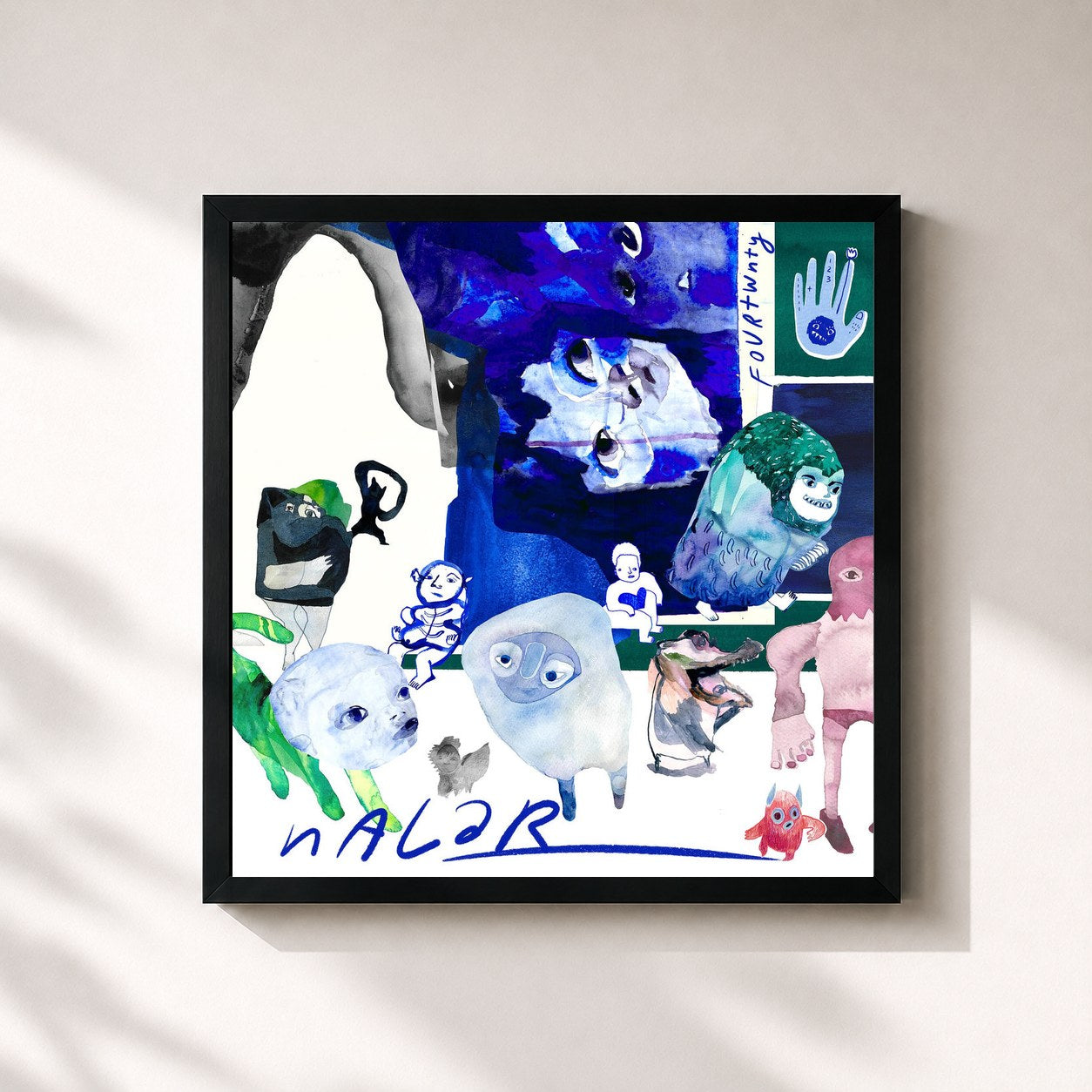 #noir Tableau carré de l'album Nalar de Fourtwnty, cadre noir 32x32 cm
