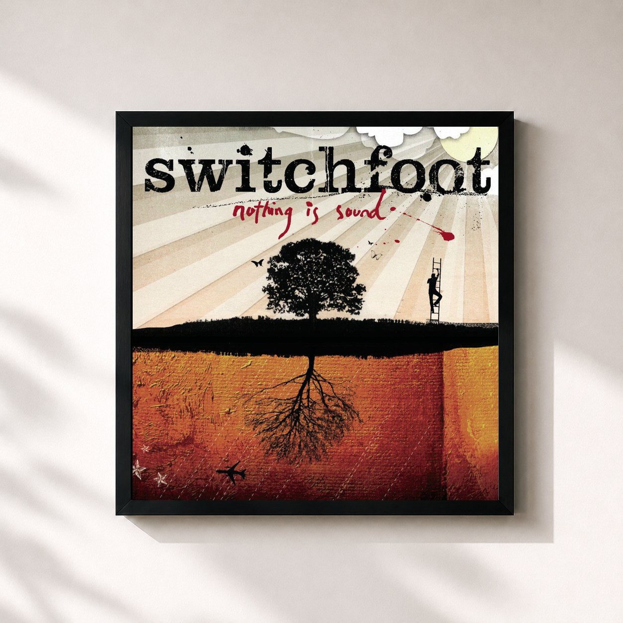 #noir Tableau carré de l'album Nothing Is Sound de Switchfoot, cadre noir 32x32 cm
