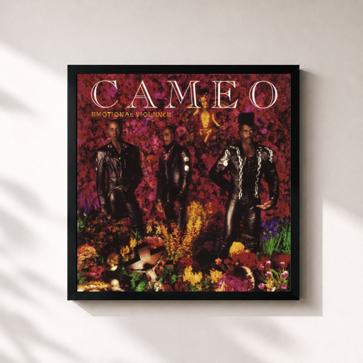 #noir Tableau carré de l'album Emotional Violence de Cameo, cadre noir 32x32 cm