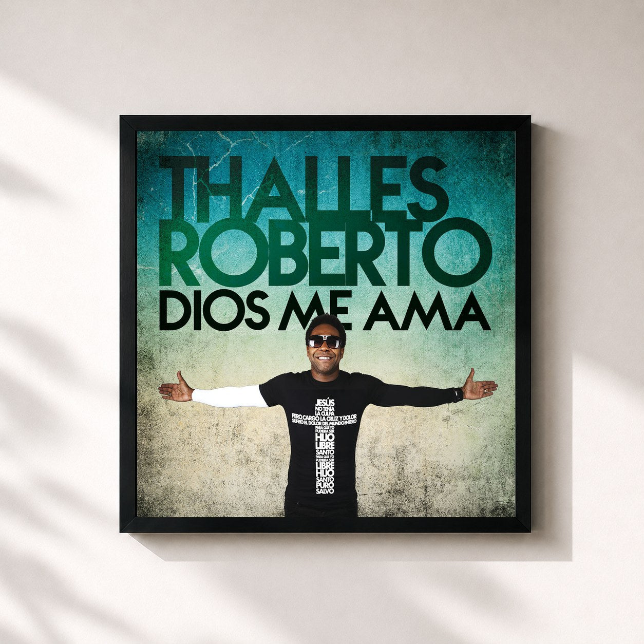 #noir Tableau carré de l'album Dios Me Ama de Thalles Roberto, cadre noir 32x32 cm