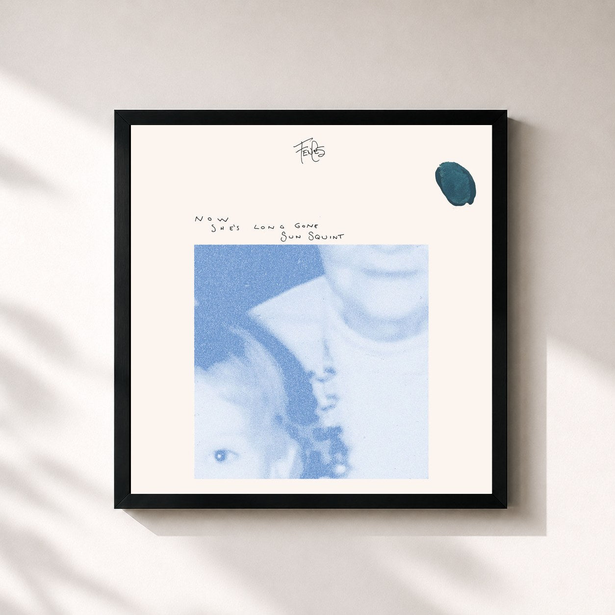 #noir Tableau carré de l'album Now She’s Long Gone Sun Squint de Fences, cadre noir 32x32 cm