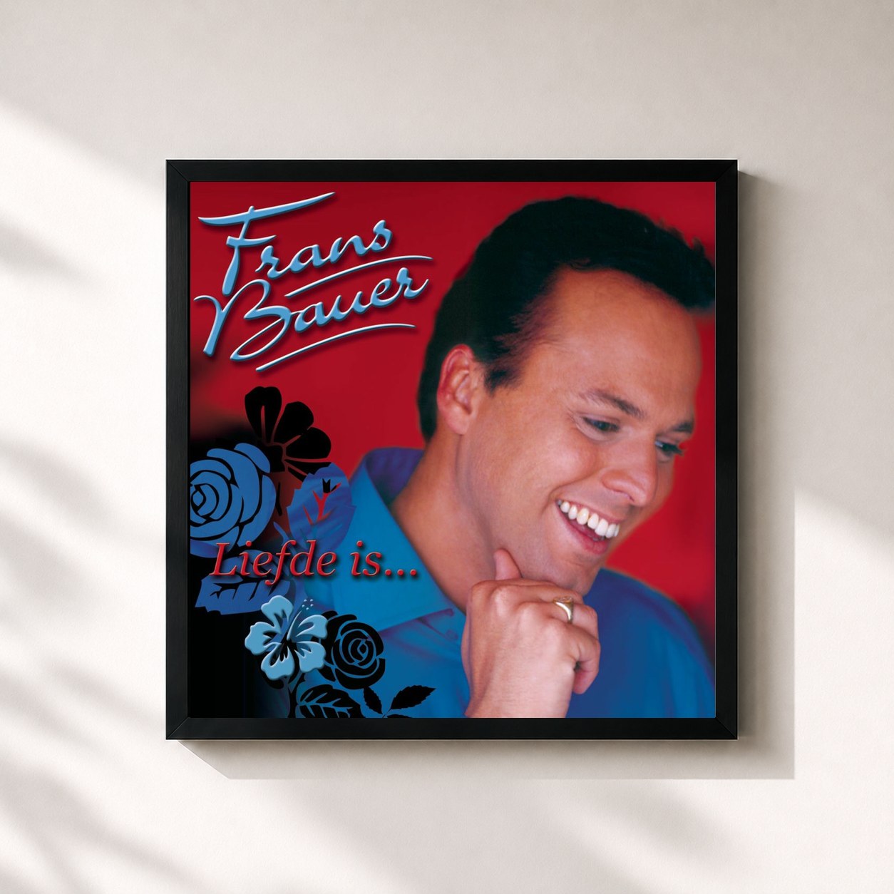 #noir Tableau carré de l'album Liefde Is de Frans Bauer, cadre noir 32x32 cm