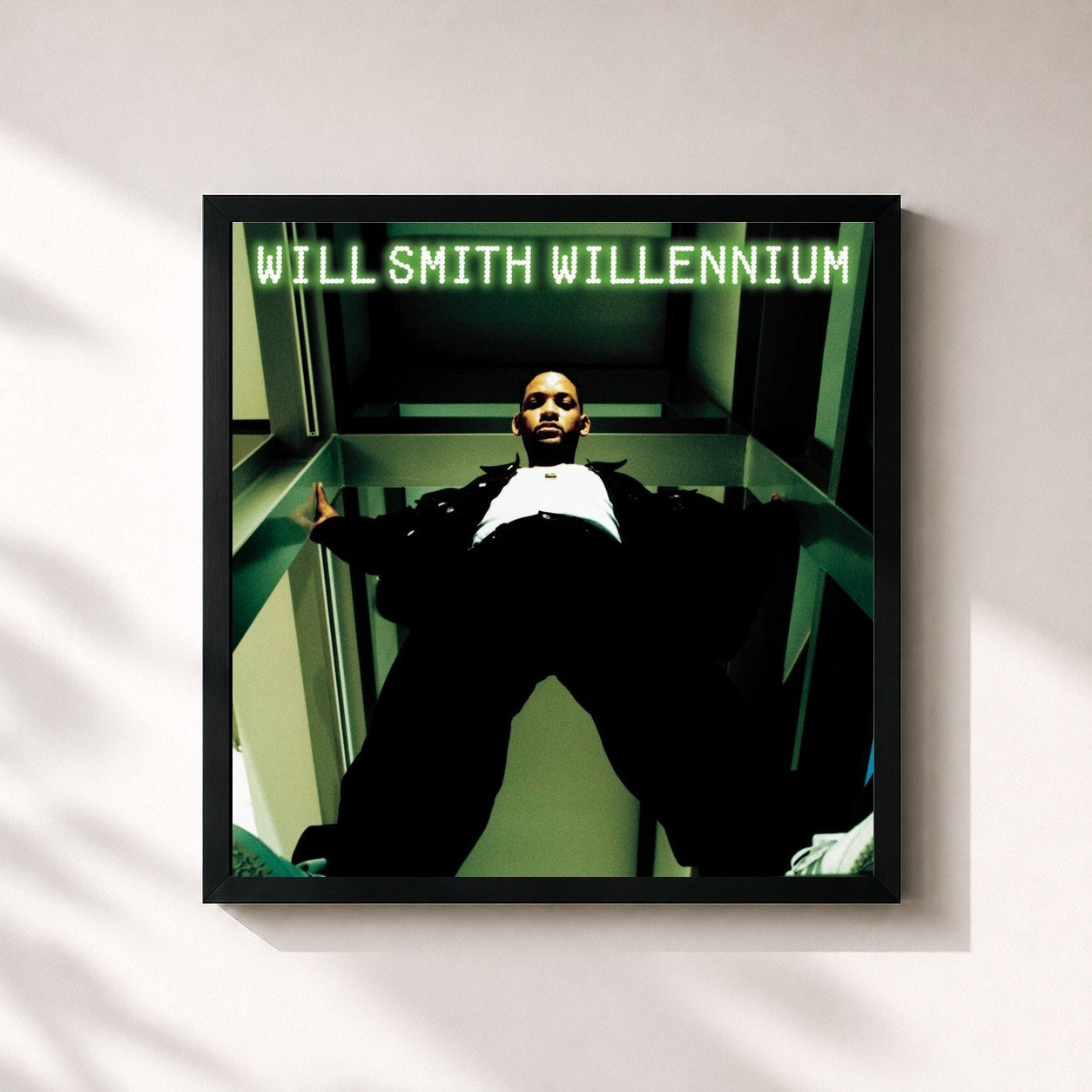 #noir Tableau carré de l'album Willennium de Will Smith, cadre noir 32x32 cm