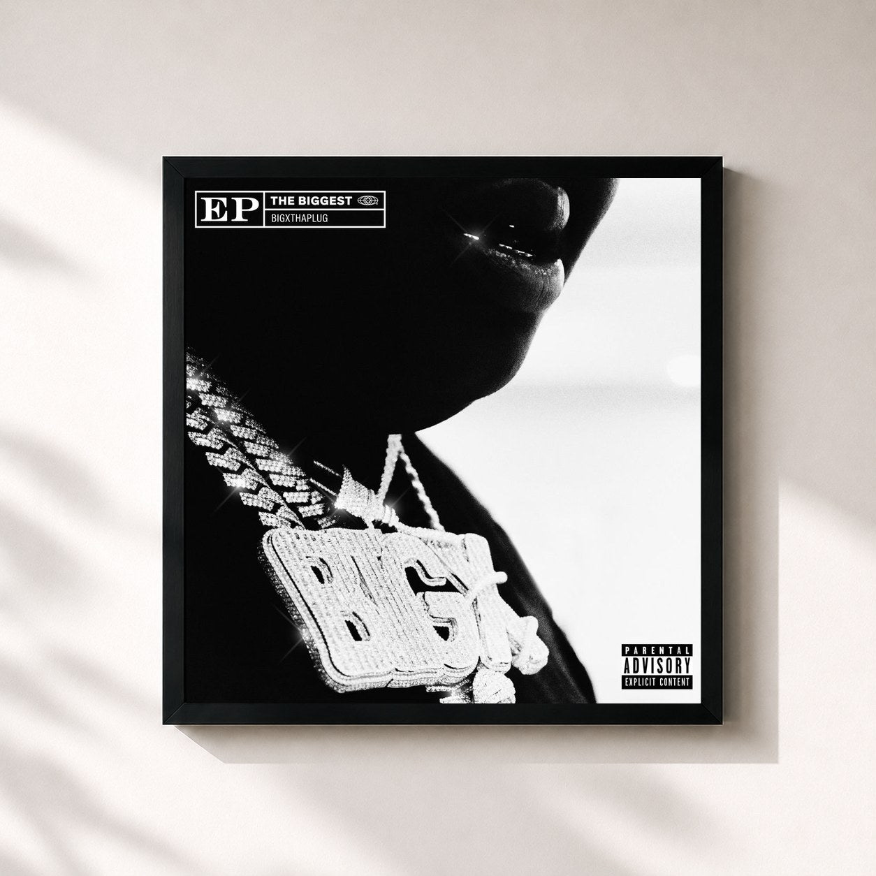 #noir Tableau carré de l'album THE BIGGEST de BigXthaPlug, cadre noir 32x32 cm