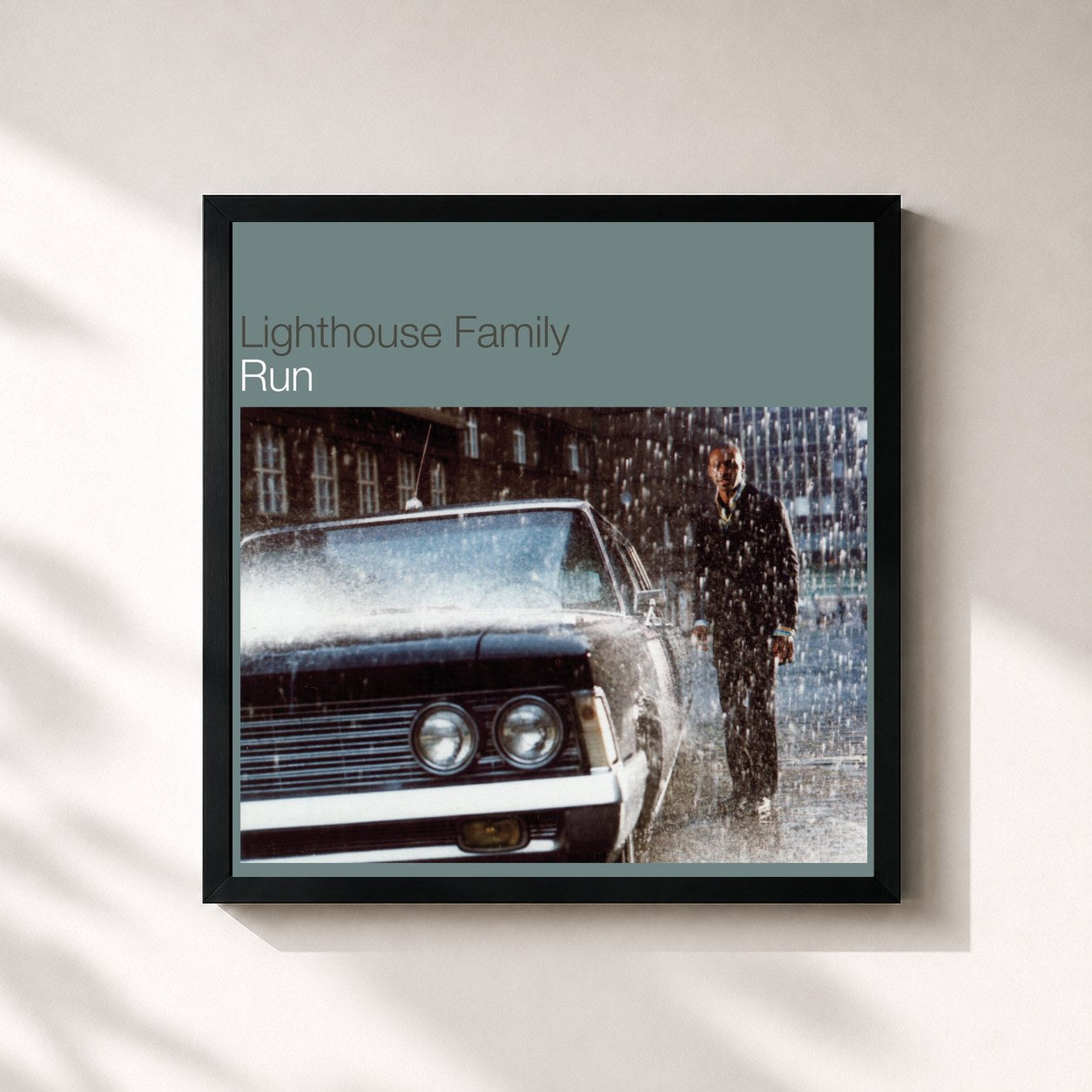 #noir Tableau carré de l'album Run de Lighthouse Family, cadre noir 32x32 cm