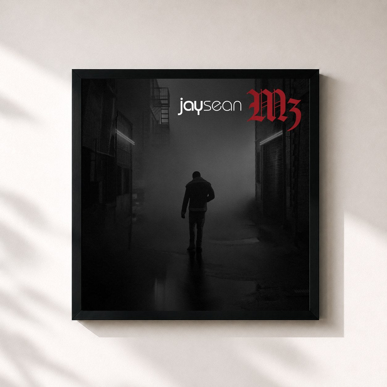 #noir Tableau carré de l'album M3 de Jay Sean, cadre noir 32x32 cm