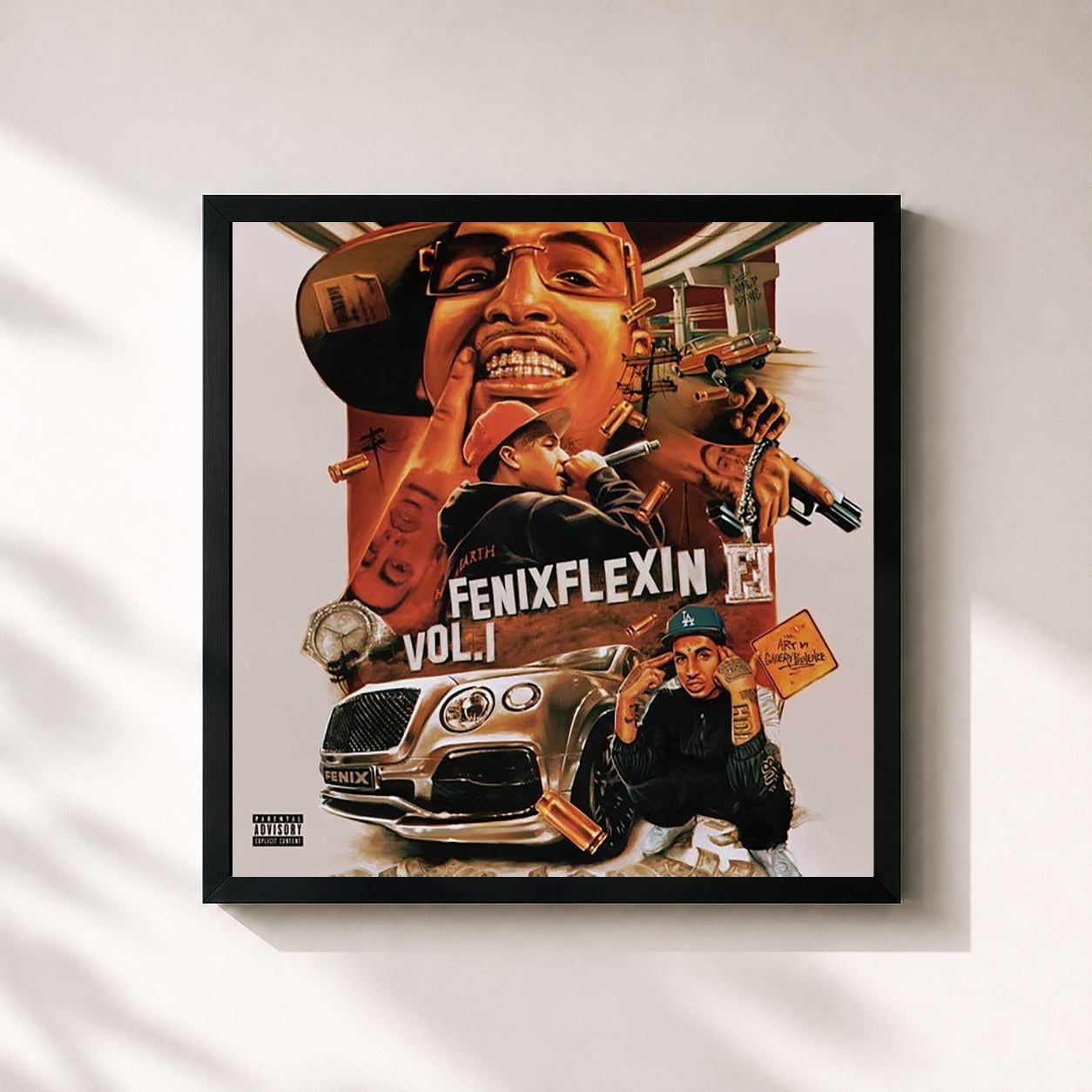 #noir Tableau carré de l'album Fenix Flexin Vol. 1 de Fenix Flexin, cadre noir 32x32 cm