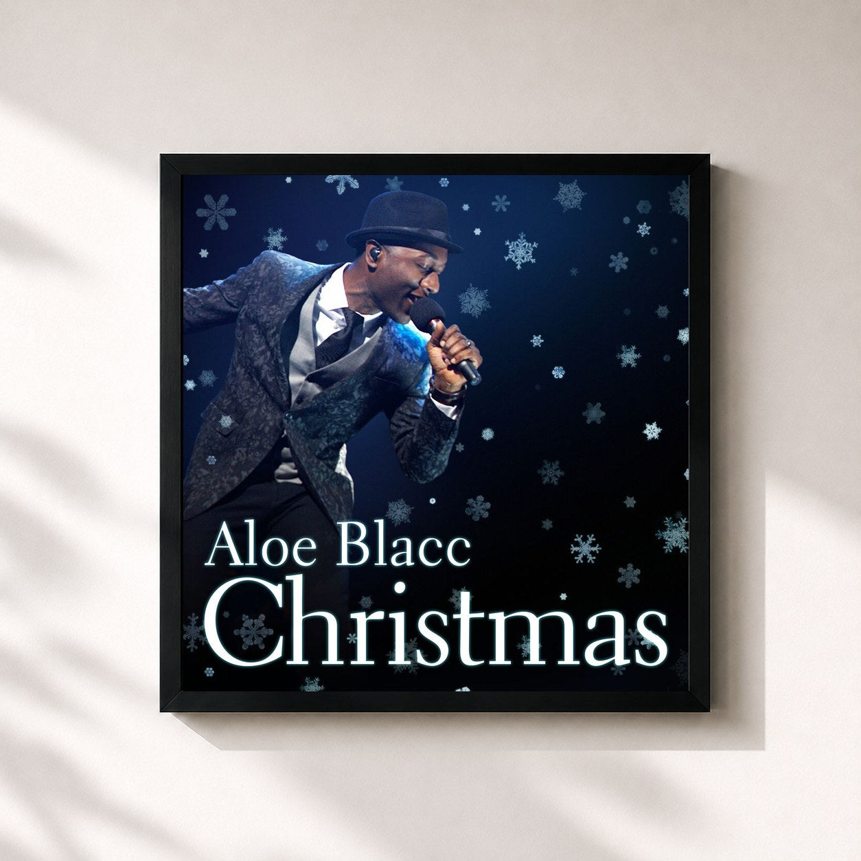 #noir Tableau carré de l'album Christmas de Aloe Blacc, cadre noir 32x32 cm