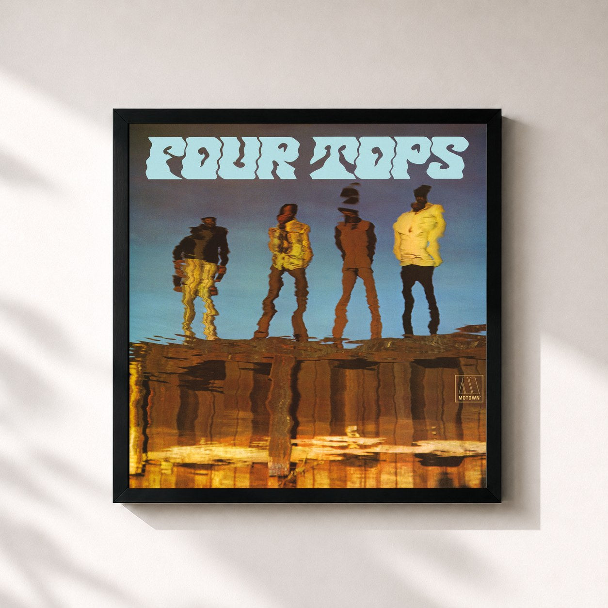 #noir Tableau carré de l'album Still Waters Run Deep de Four Tops, cadre noir 32x32 cm