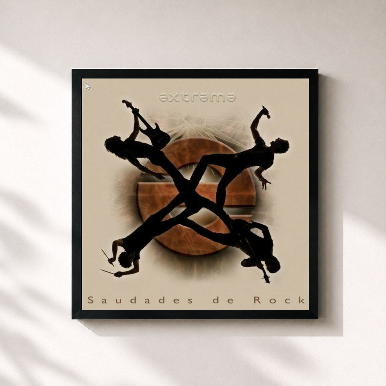 #noir Tableau carré de l'album Saudades De Rock de Extreme, cadre noir 32x32 cm