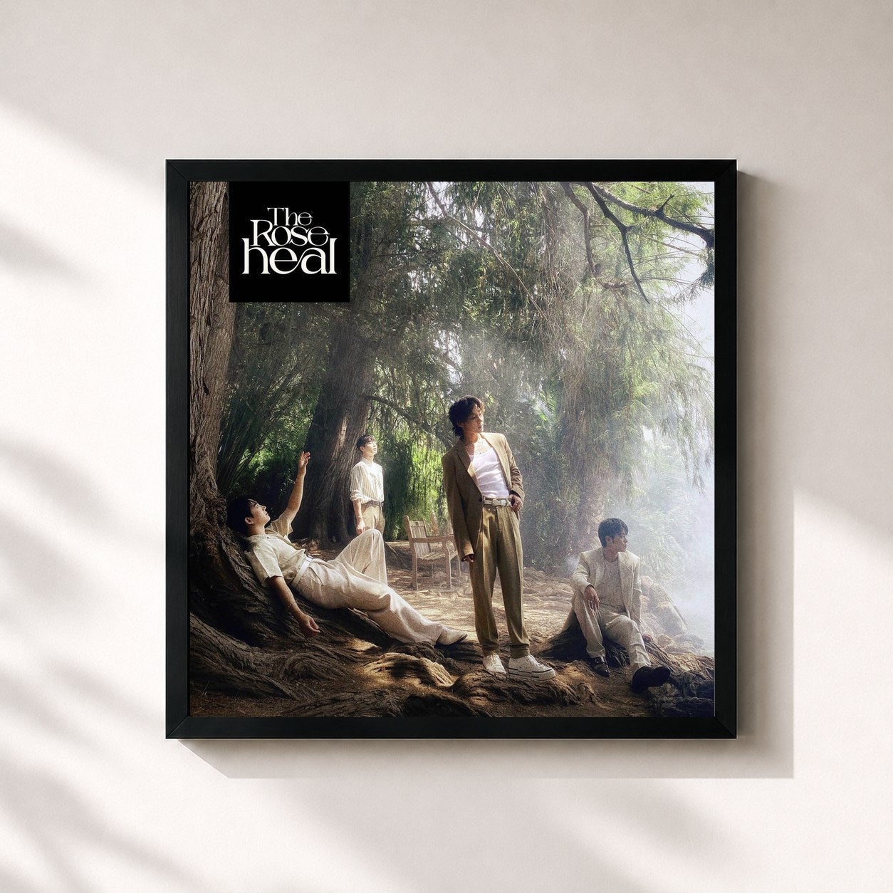 #noir Tableau carré de l'album HEAL de The Rose, cadre noir 32x32 cm