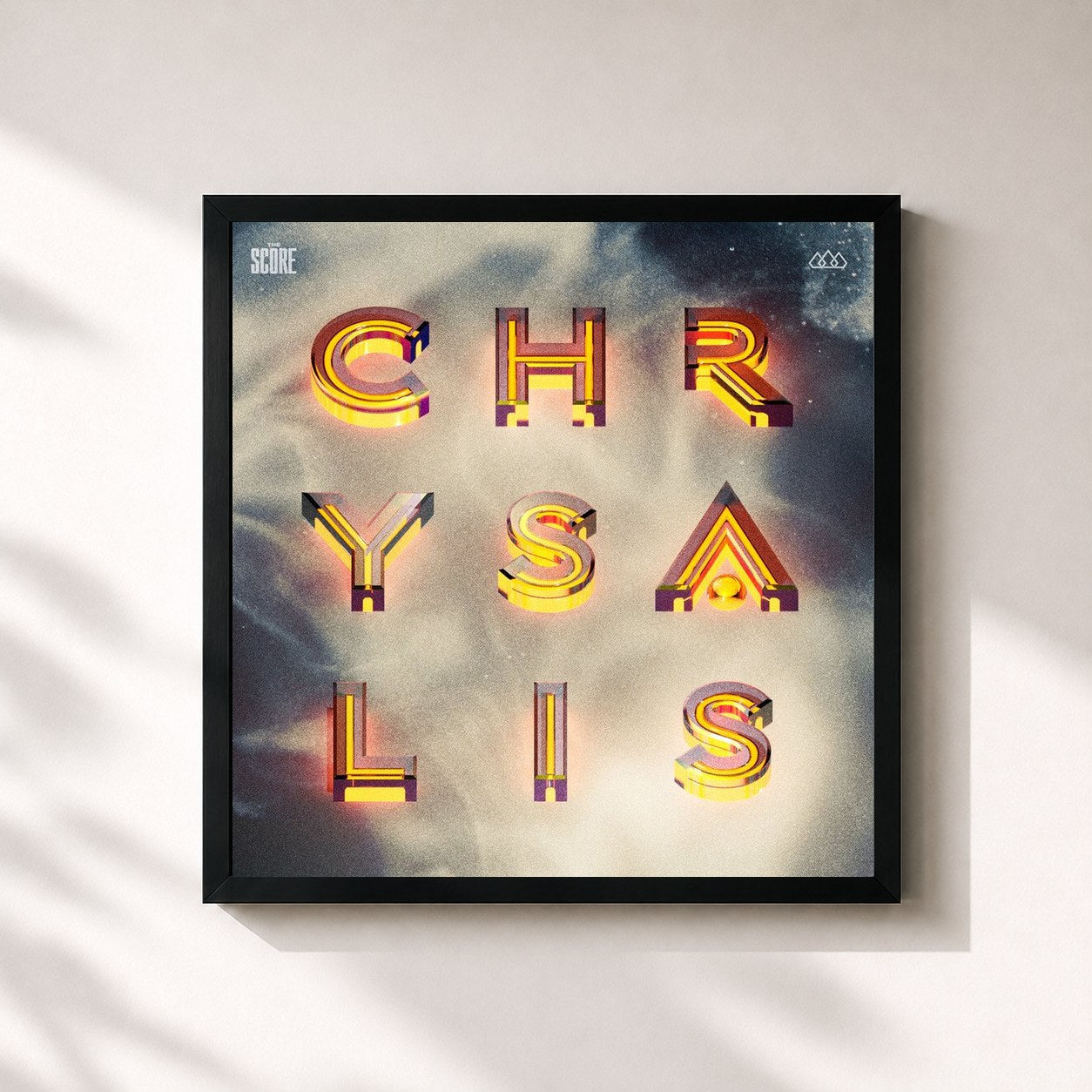 #noir Tableau carré de l'album Chrysalis de The Score, cadre noir 32x32 cm