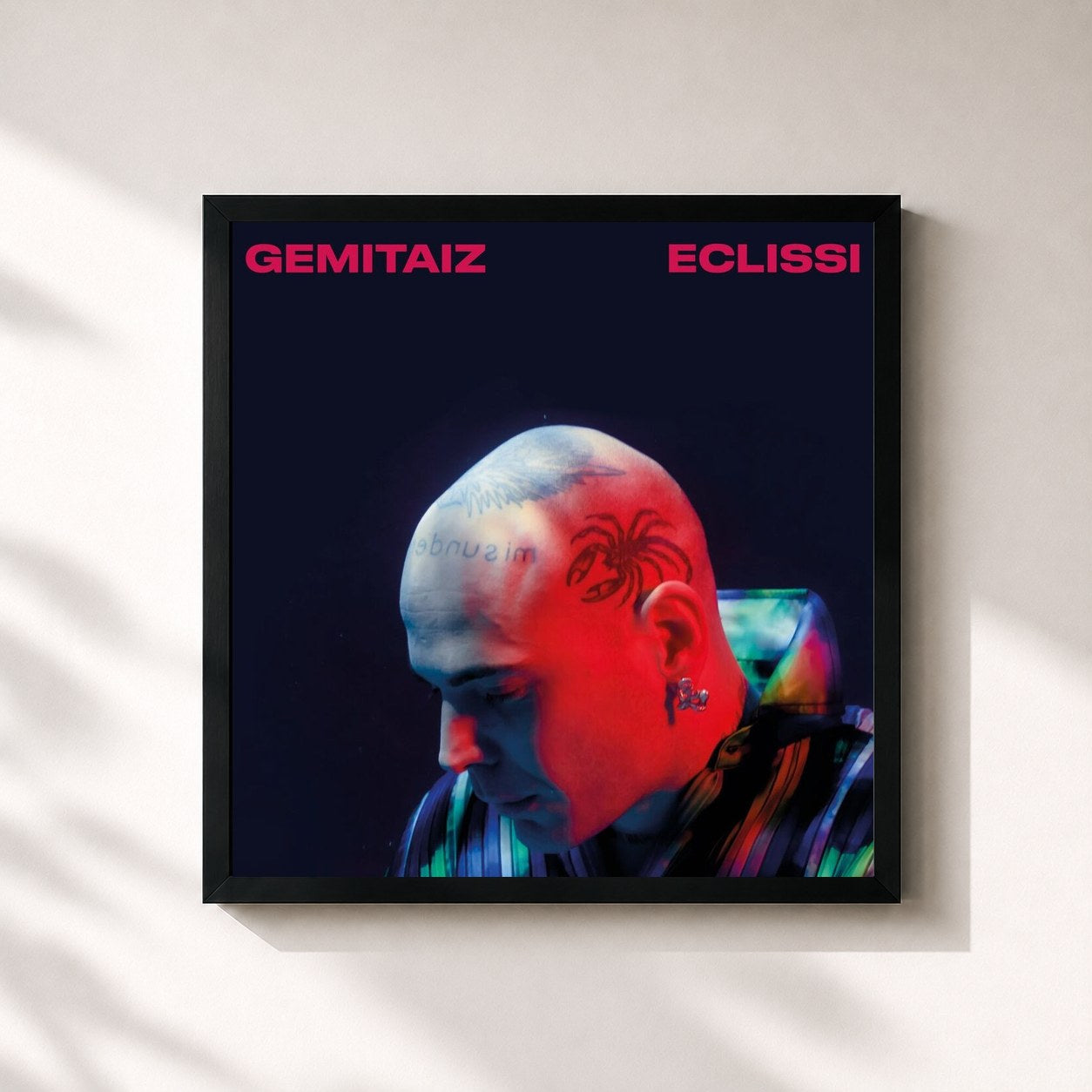 #noir Tableau carré de l'album Eclissi de Gemitaiz, cadre noir 32x32 cm