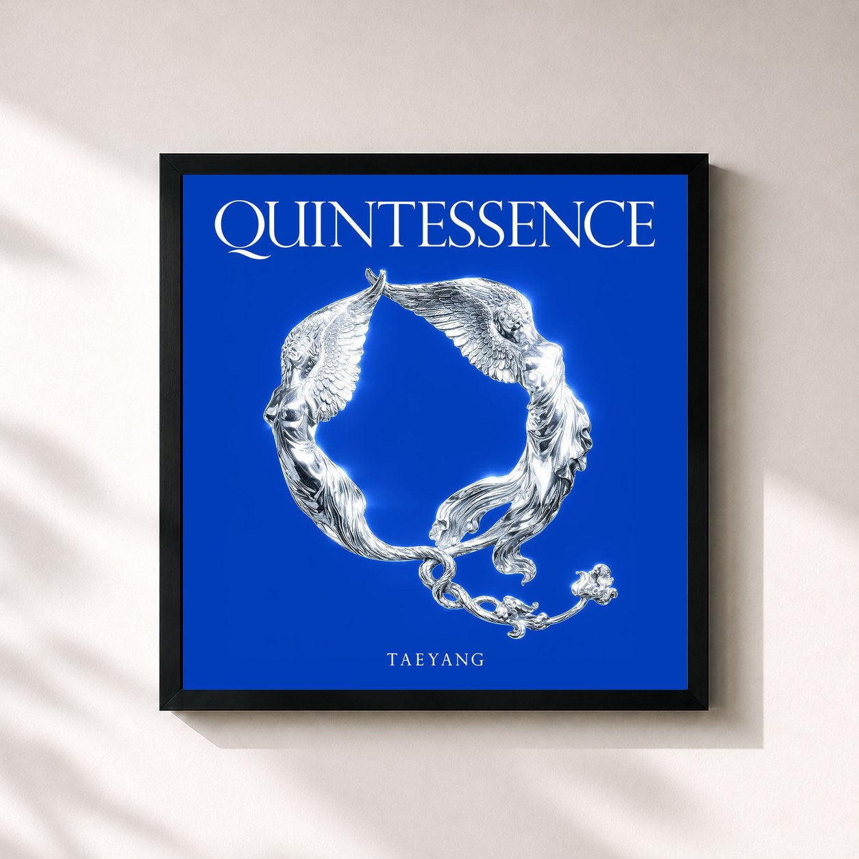 #noir Tableau carré de l'album QUINTESSENCE de TAEYANG, cadre noir 32x32 cm