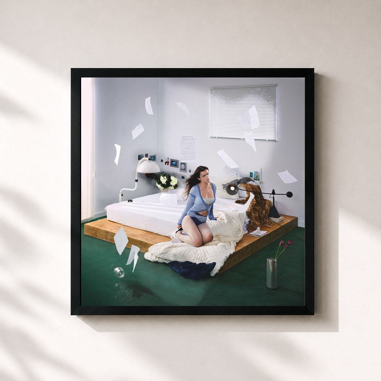 #noir Tableau carré de l'album Si Abro Los Ojos No Es Real de Amaia, cadre noir 32x32 cm