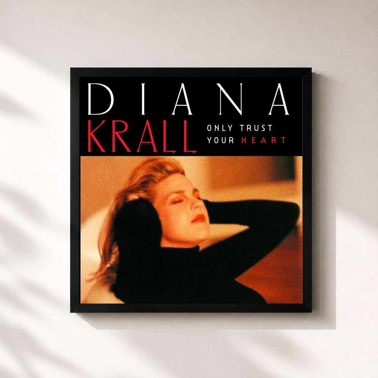 #noir Tableau carré de l'album Only Trust Your Heart de Diana Krall, cadre noir 32x32 cm