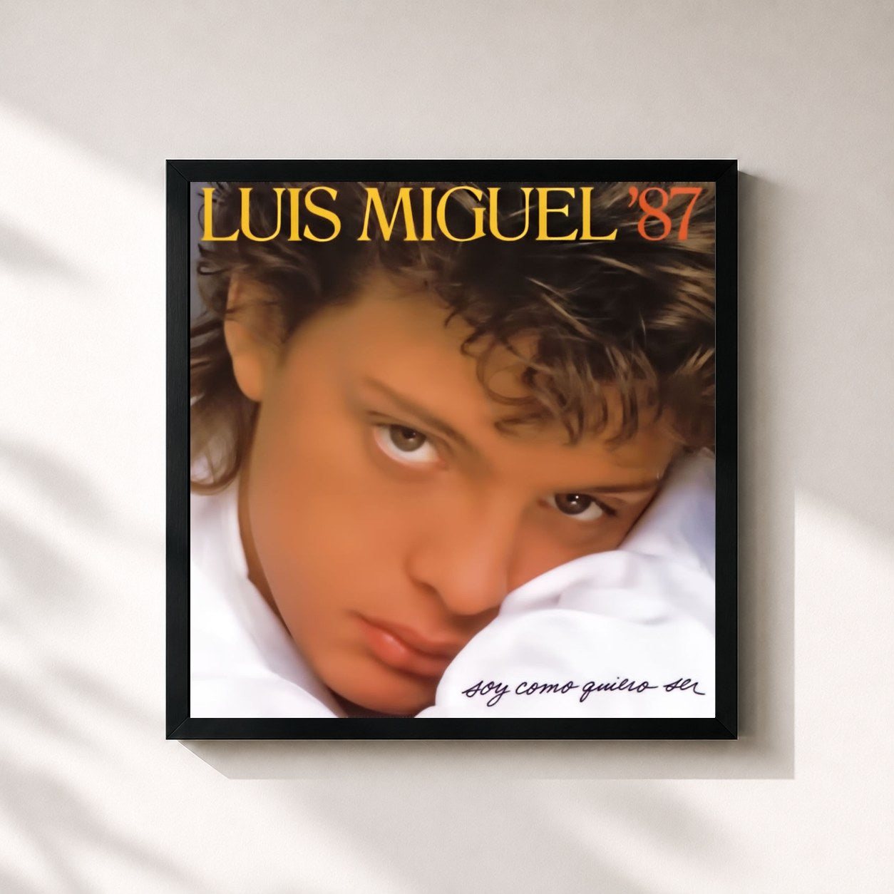 #noir Tableau carré de l'album Soy Como Quiero Ser de Luis Miguel, cadre noir 32x32 cm