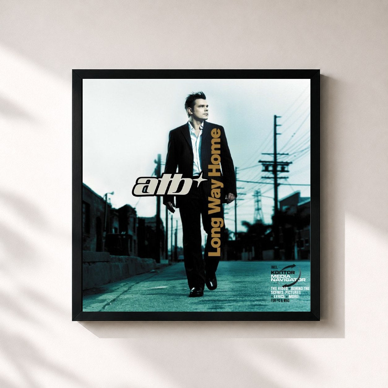 #noir Tableau carré de l'album Long Way Home de ATB, cadre noir 32x32 cm