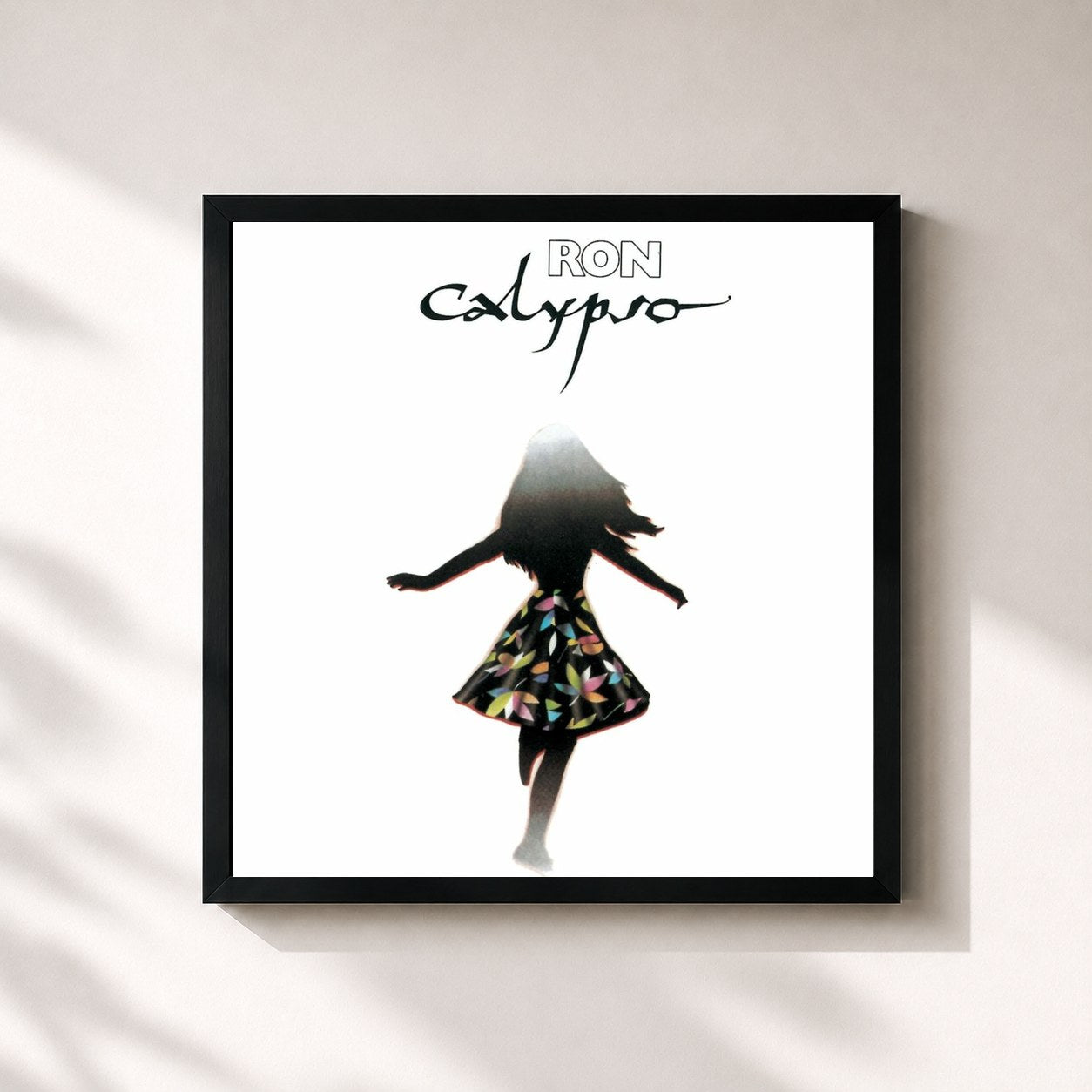 #noir Tableau carré de l'album Calypso de Ron, cadre noir 32x32 cm