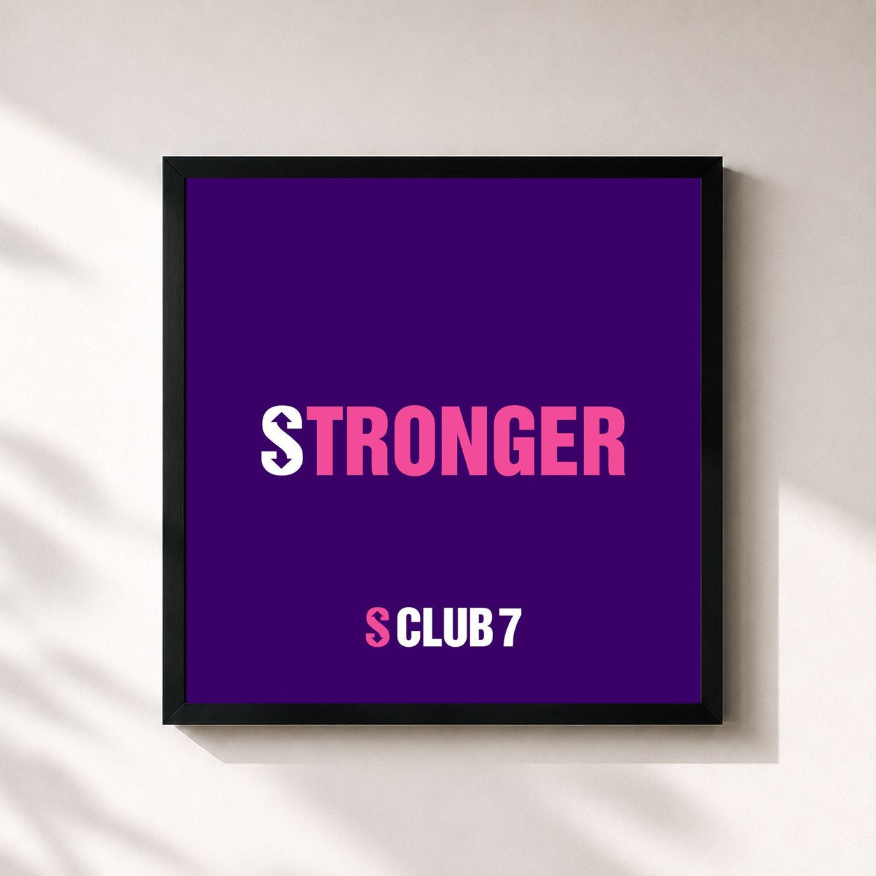 #noir Tableau carré de l'album Stronger de S Club, cadre noir 32x32 cm