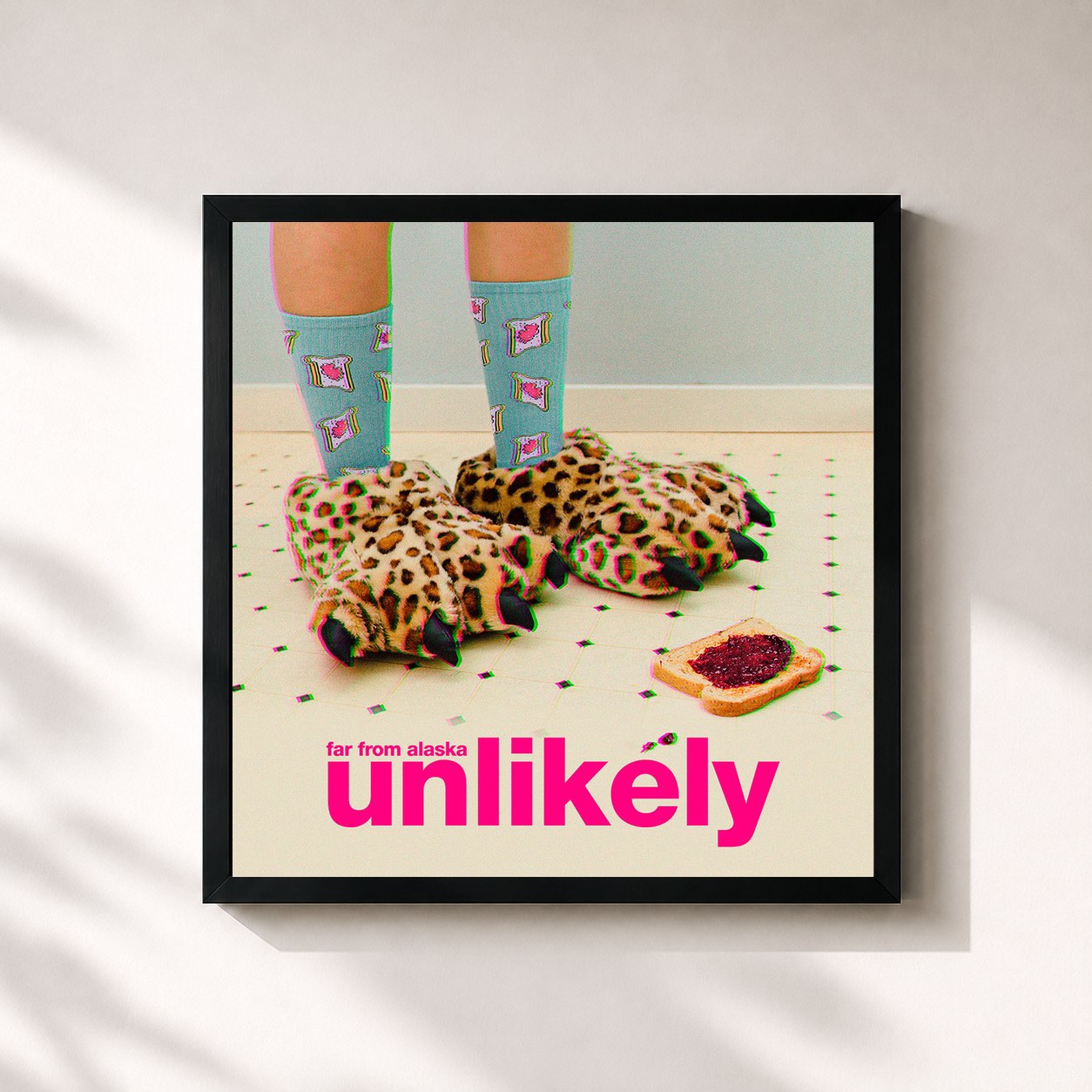 #noir Tableau carré de l'album Unlikely de Far From Alaska, cadre noir 32x32 cm