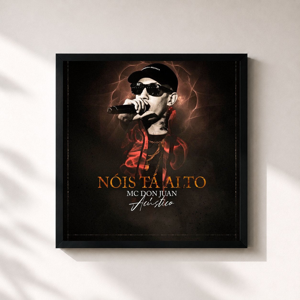 #noir Tableau carré de l'album Nois Tá Alto (Acústico) de Mc Don Juan, cadre noir 32x32 cm