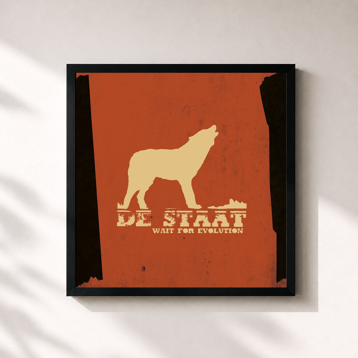 #noir Tableau carré de l'album Wait For Evolution de De Staat, cadre noir 32x32 cm