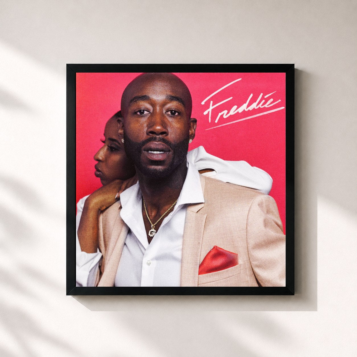 #noir Tableau carré de l'album Freddie de Freddie Gibbs, cadre noir 32x32 cm