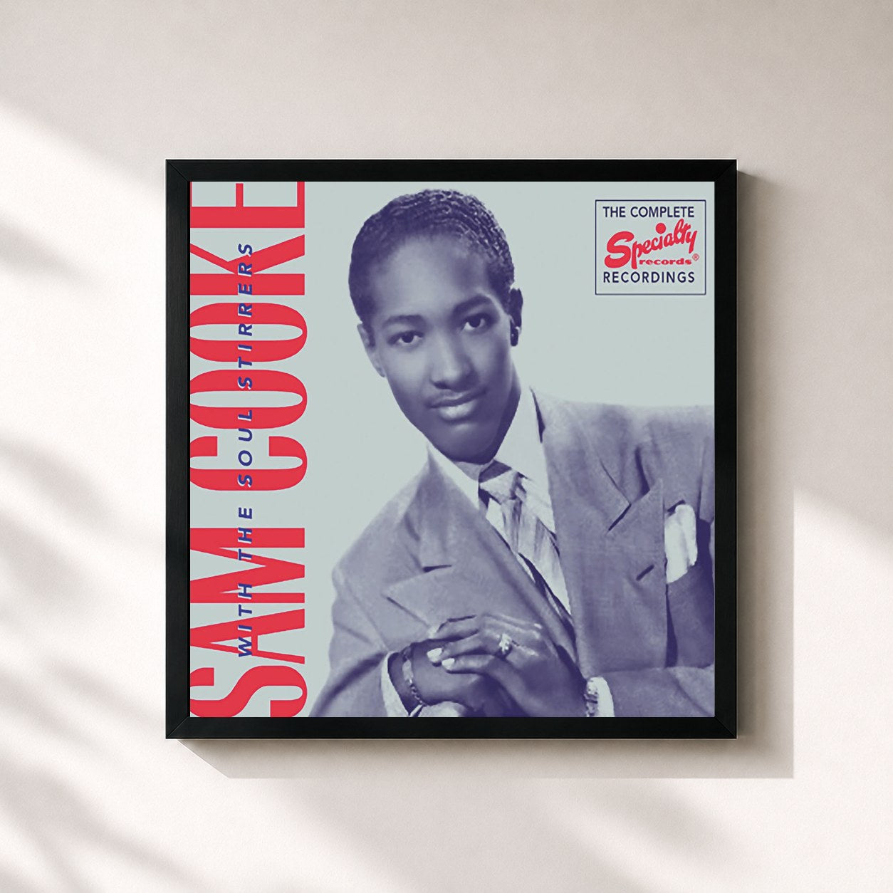 #noir Tableau carré de l'album The Complete Specialty Recordings de Sam Cooke, cadre noir 32x32 cm